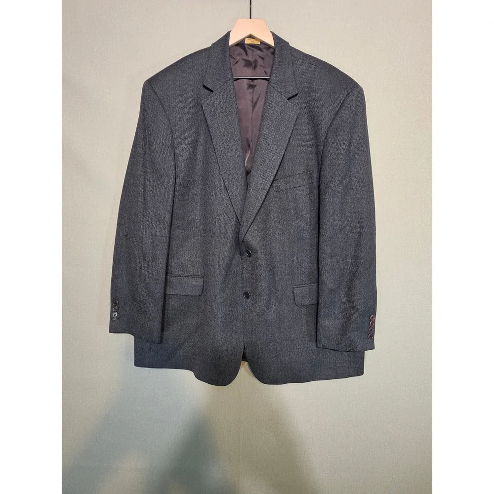 Brooks Brothers 346 Grey Herringbone Lambswool Blazer Sport Coat Mens 48 RG